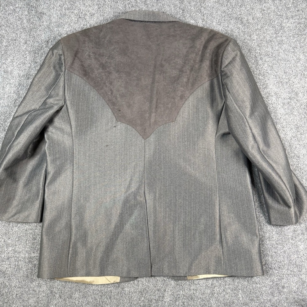 Vintage Silverado Western Blazer Mens 44 Suede Yoke Cowboy Sport Coat Gray USA - Picture 7 of 12